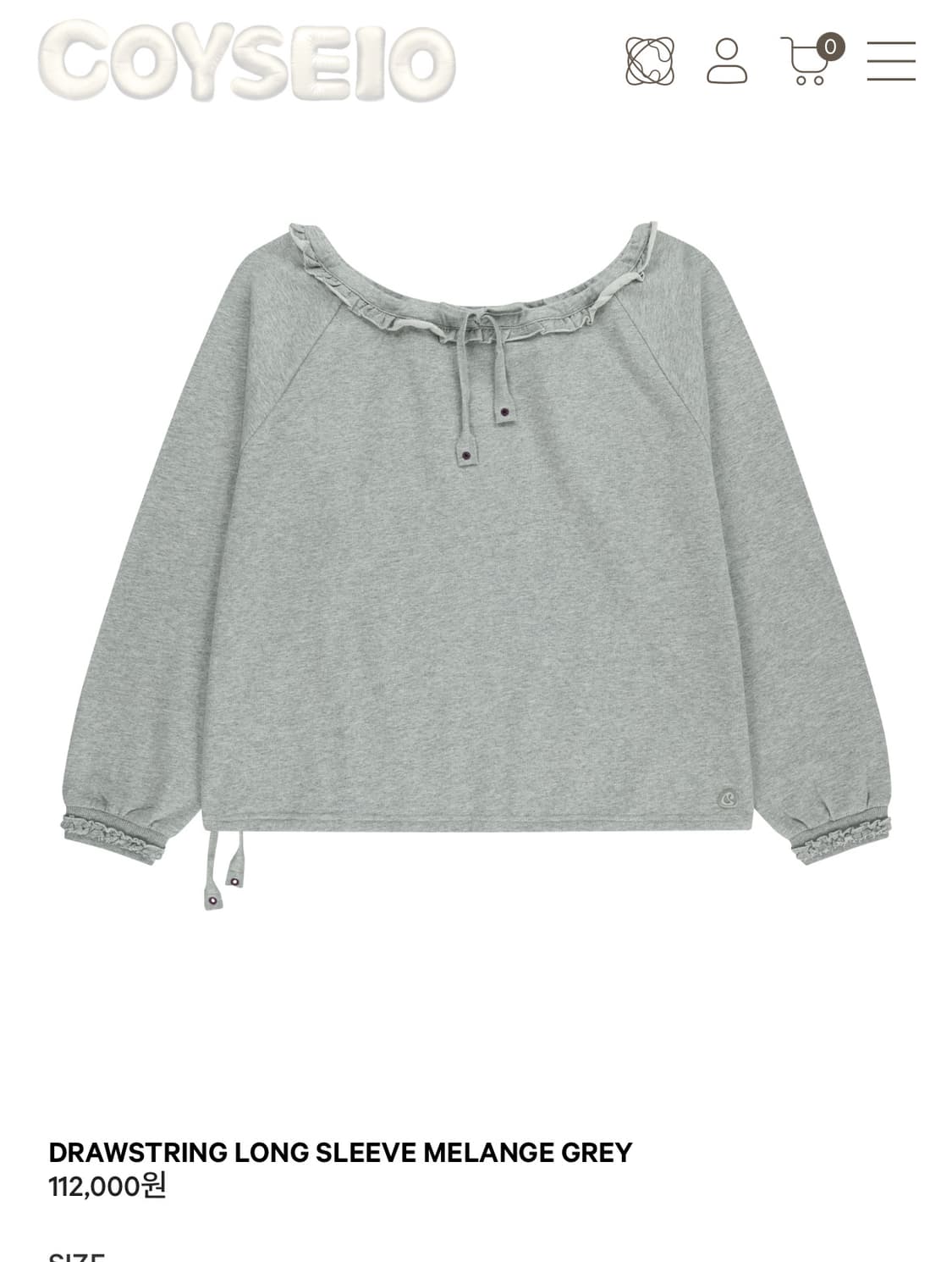 코이세이오 드로우 스트링 롱 슬리브 그레이 상품이미지1