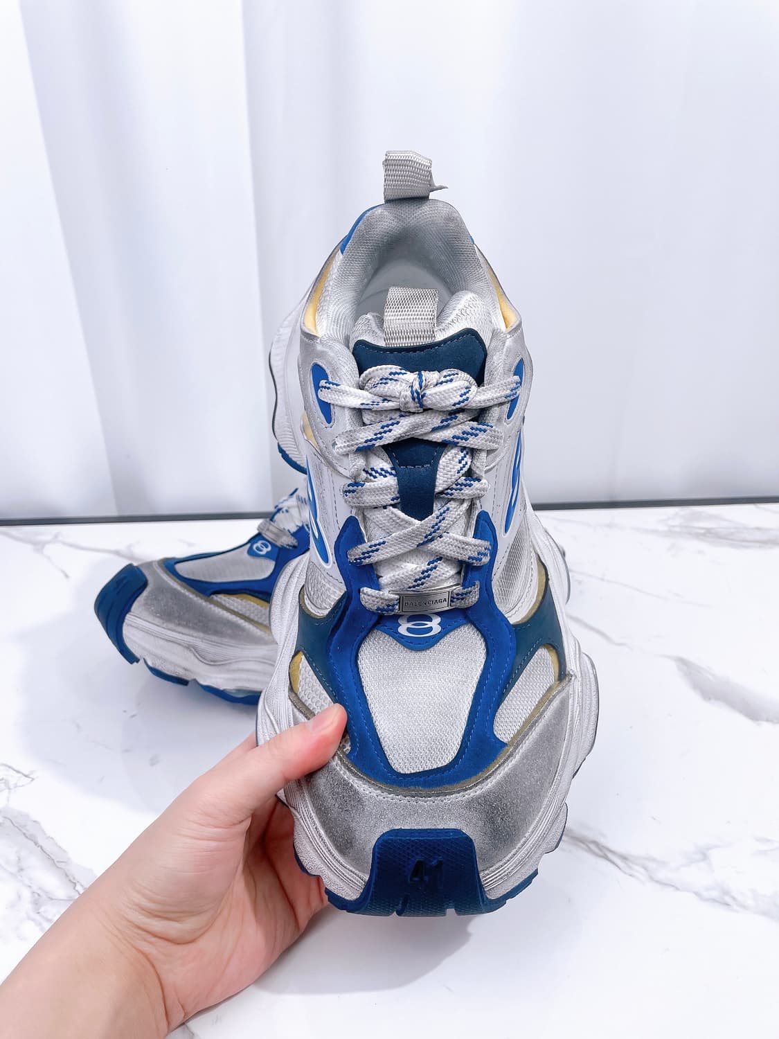 (정품/새상품) 발렌시아가 카고 스니커즈 화이트 블루 상품이미지2