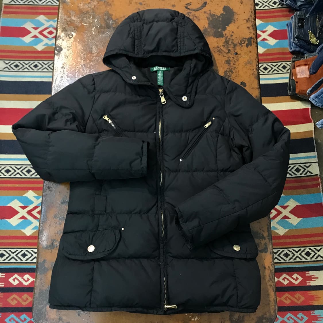 로렌 랄프로렌 블랙 덕다운 후디 패딩 점퍼 여성 55 66 사이즈  상품이미지4