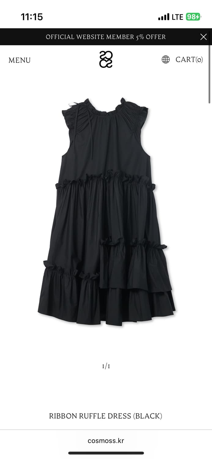 코스모스 RIBBON RUFFLE DRESS (BLACK) 상품이미지1