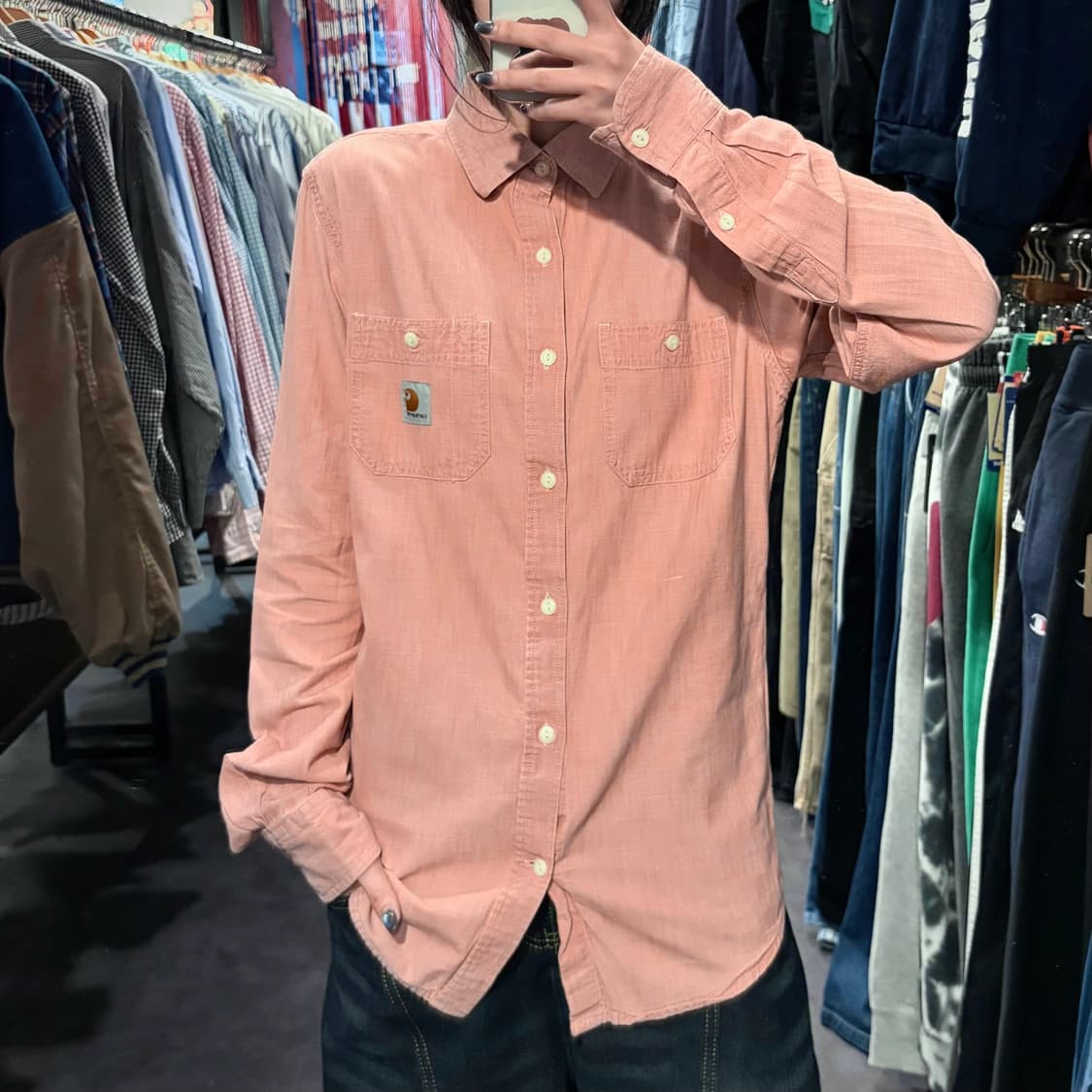 [IM] Carhartt 칼하트 린넨 셔츠 코랄 핑크 상품이미지3