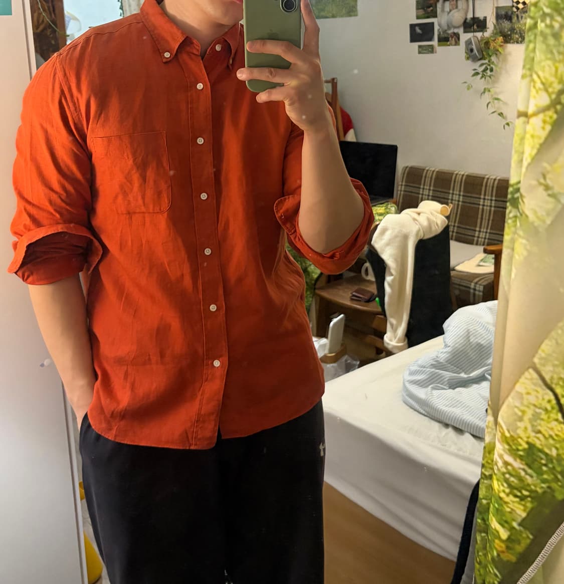빔즈 플러스 린넨 셔츠 딥오렌지 M(100) 상품이미지10