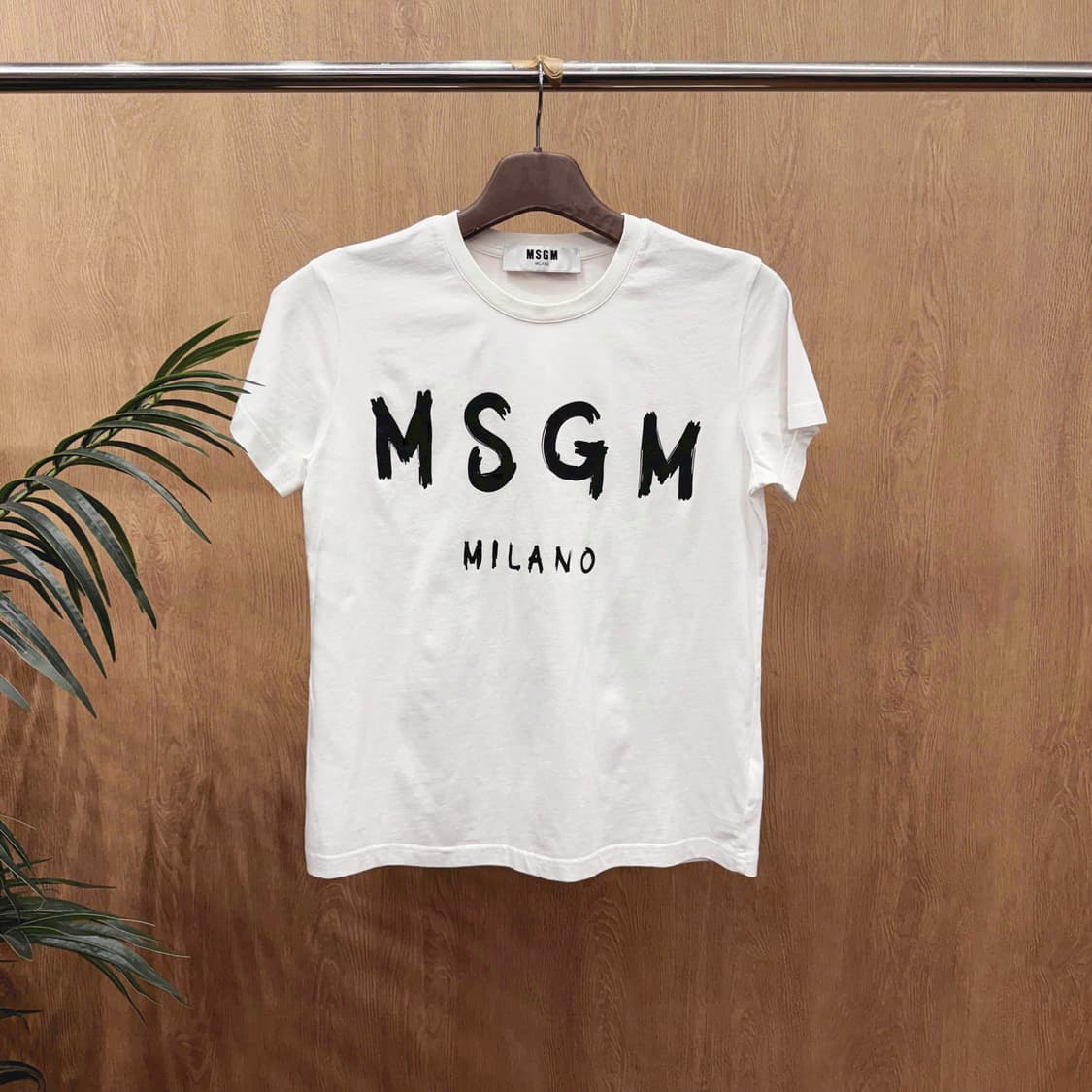 MSGM 밀라노 로고 프린팅 코튼 라운드넥 반팔 티셔츠 화이트 상품이미지1