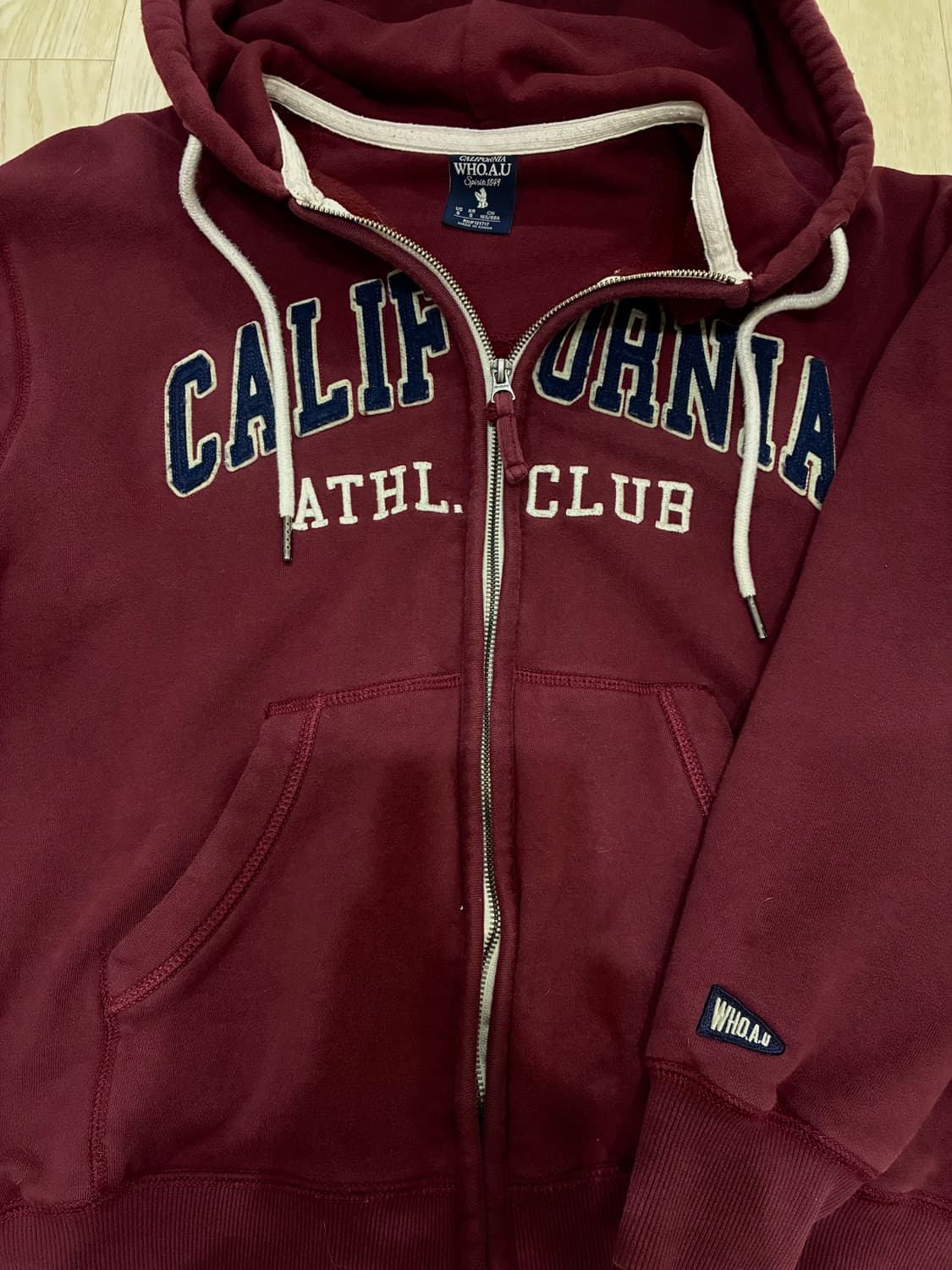 후아유 버건디 후드집업 상품이미지2