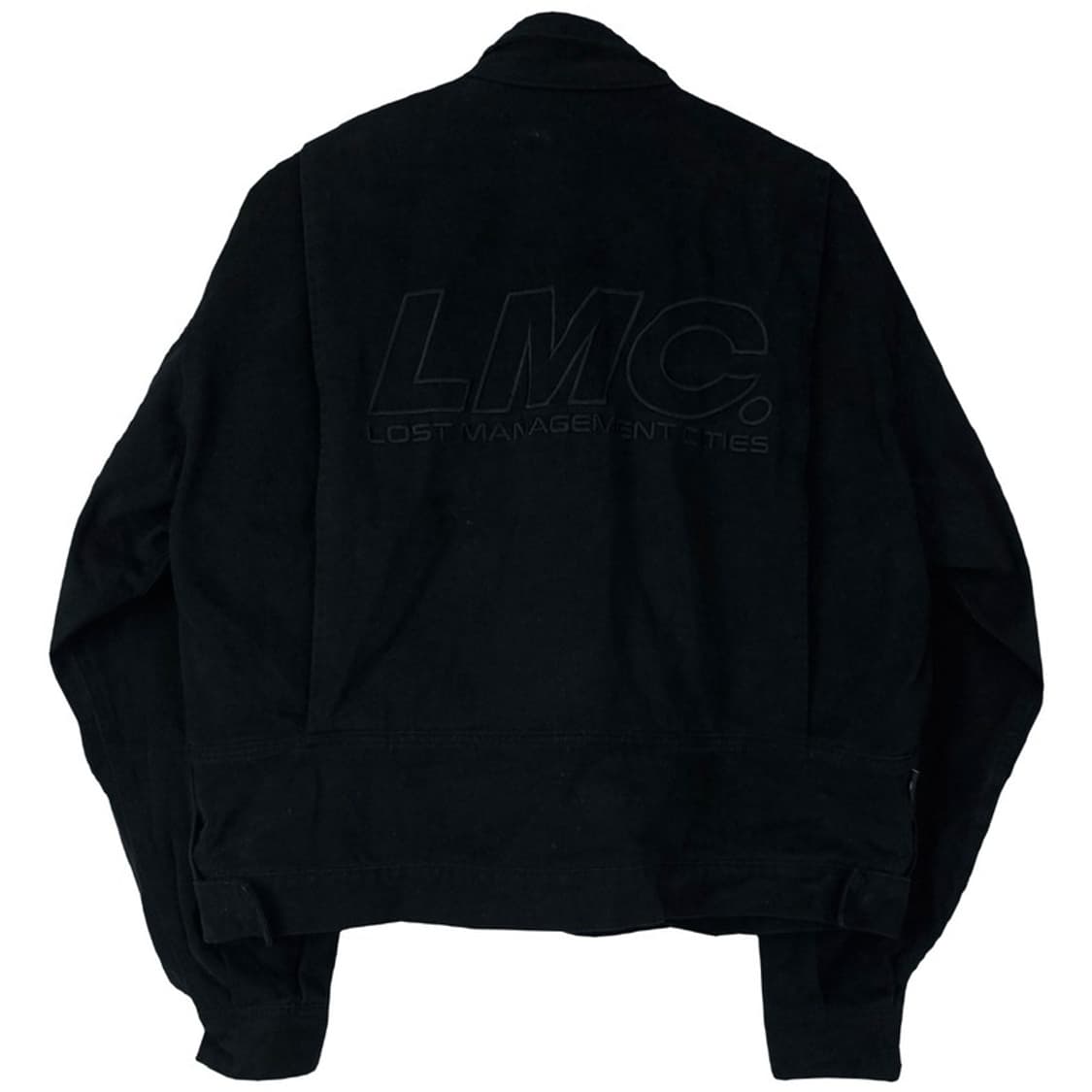 [LMC] 뒷판 빅로고 인조 스웨이드 크롭 집업 자켓 블랙 M15564 상품이미지3