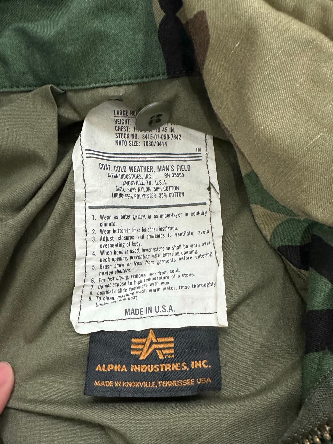 Made in USA 알파 인더스트리 우드랜드 M-65 상품이미지2