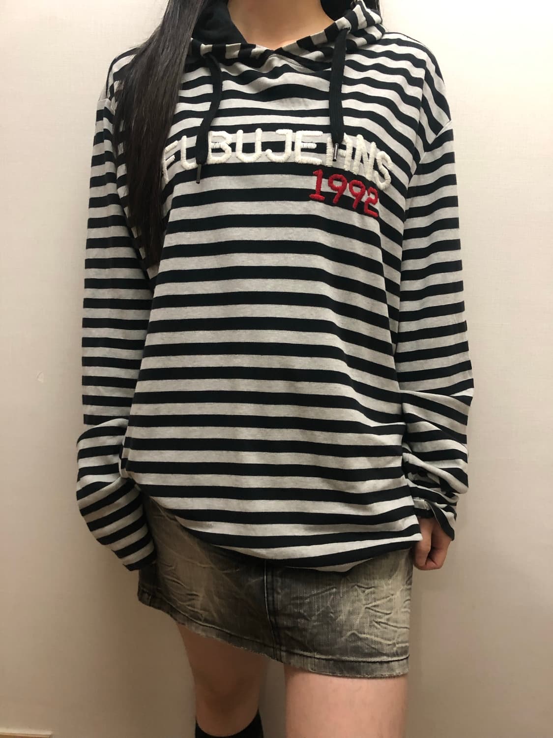 빈티지 푸부 스트라이프 그레이 후디 상품이미지4