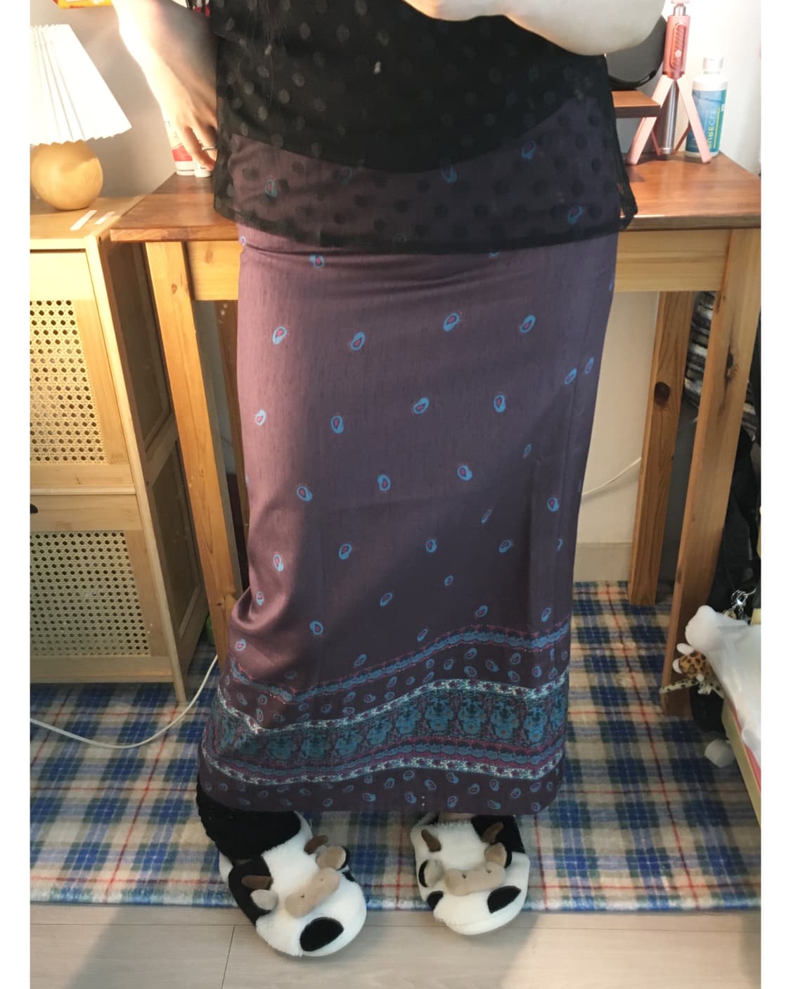 vintage ethnic pattern long skirt purple 상품이미지4