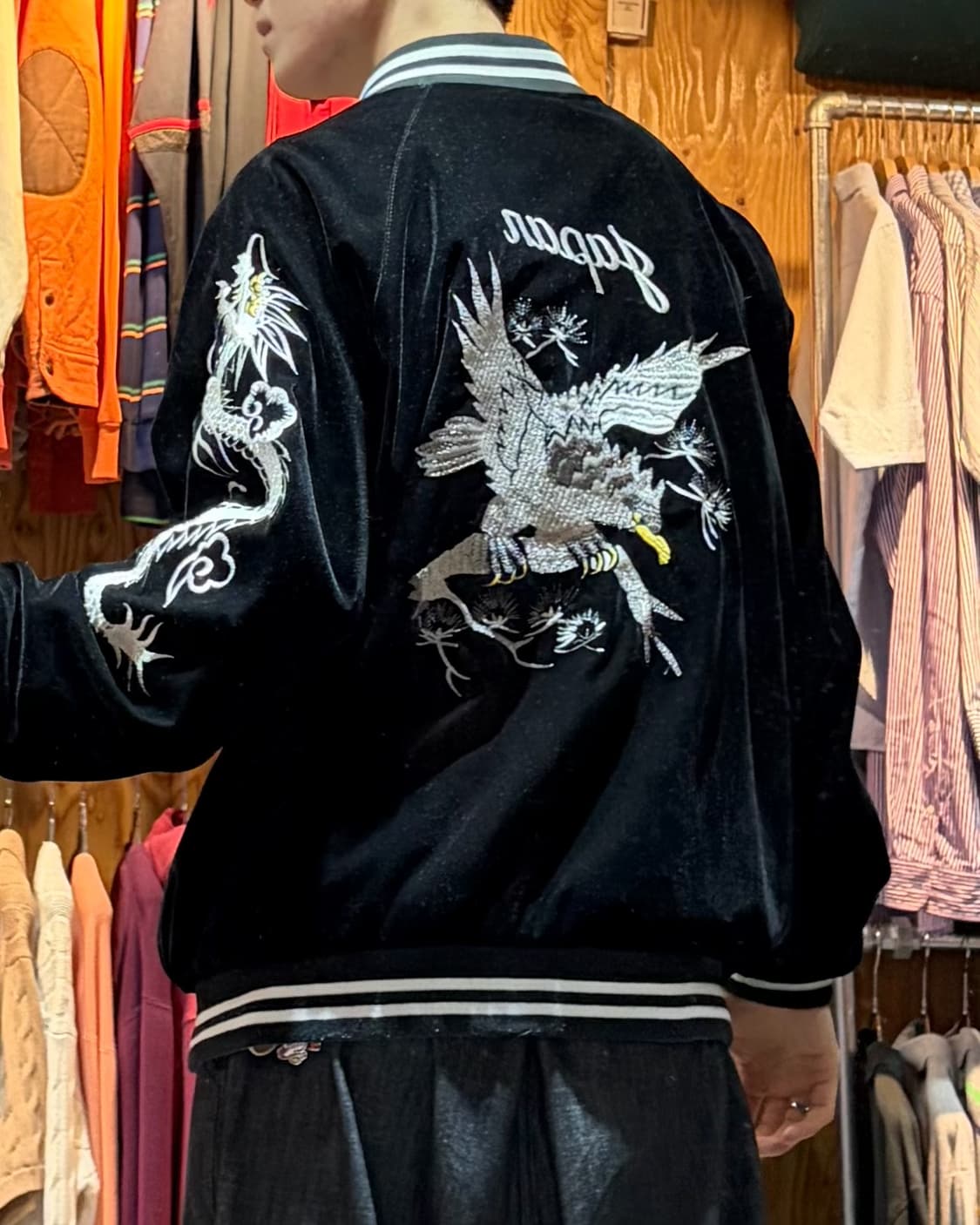 XXL Japan 자수 디테일 리버시블 벨벳 스카잔 상품이미지1