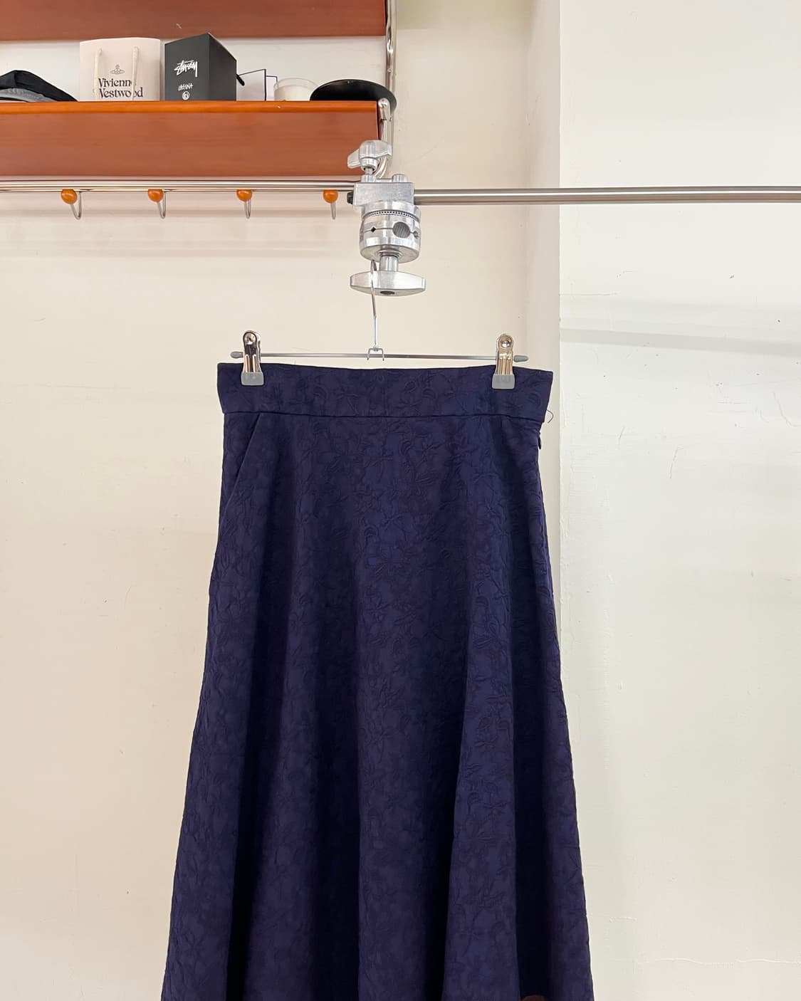 컬러 네이비 코튼 미디스커트 상품이미지2