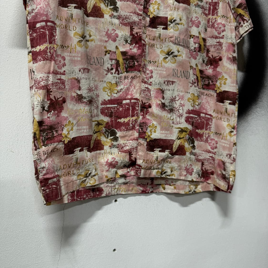 VTG 빈티지 플라워 자카드 풀 패턴 하와이안 반팔 셔츠 상품이미지4
