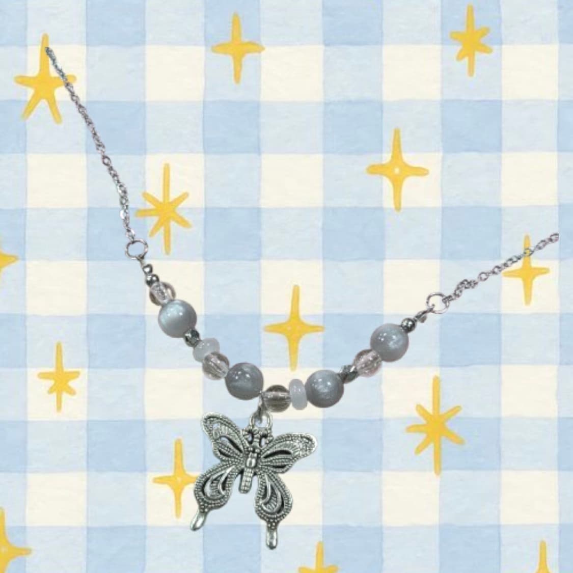 나비 비즈 체인목걸이 상품이미지1