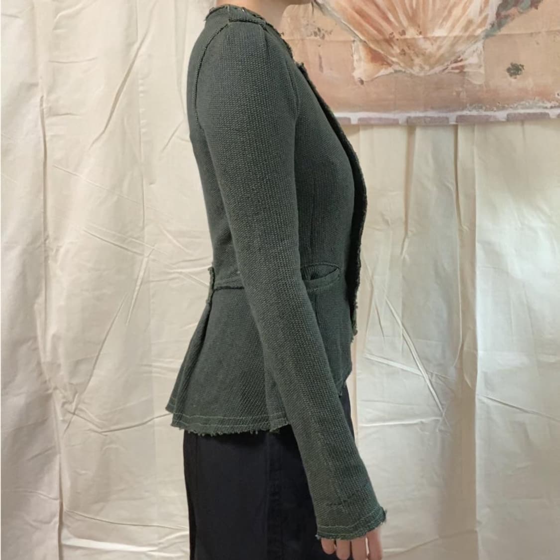 나폴레옹 딥그린 그런지 니트 자켓  상품이미지3