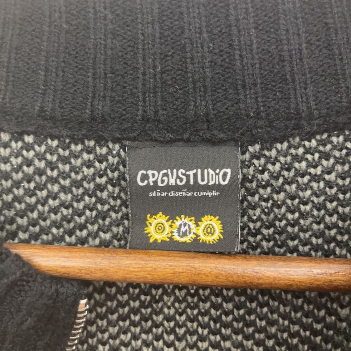 꼼파뇨 커브드 블록 스트릿 힙합 니트 집업 가디건 M C08568 상품이미지5