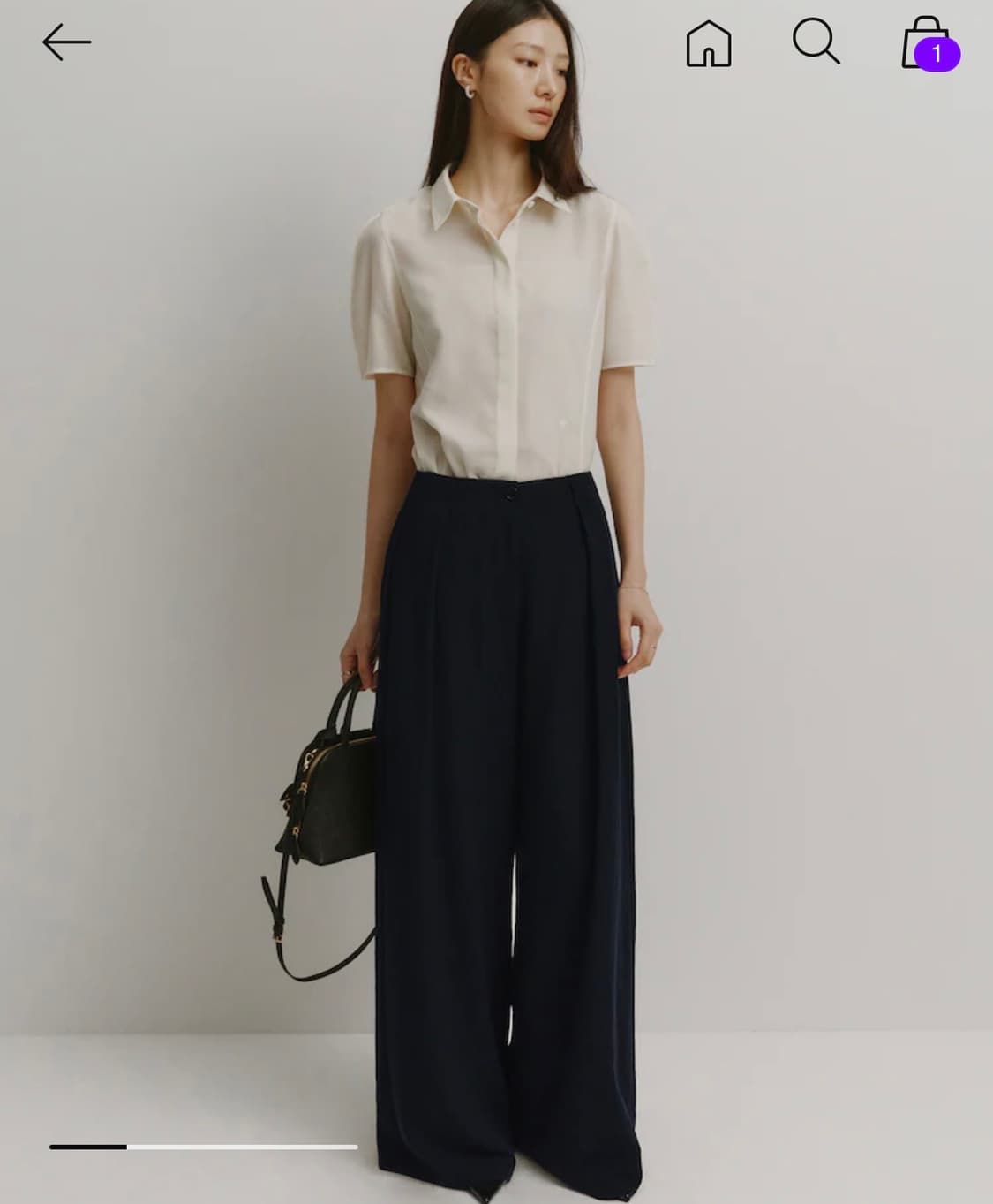 시에 Sie 로이 핀턱 와이드 팬츠 딥네이비 롱 S 상품이미지1