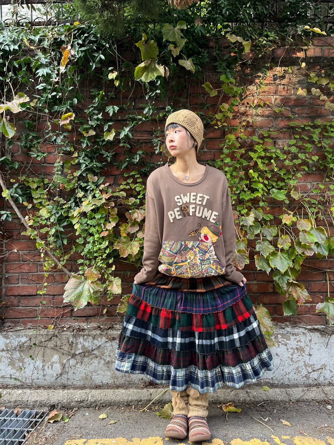 일본무드 체크 패치 캉캉 스커트 상품이미지1