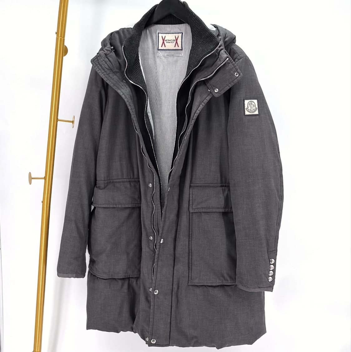 [6사이즈] 몽클레어 감마블루 후드 롱 패딩 점퍼 그레이 상품이미지2