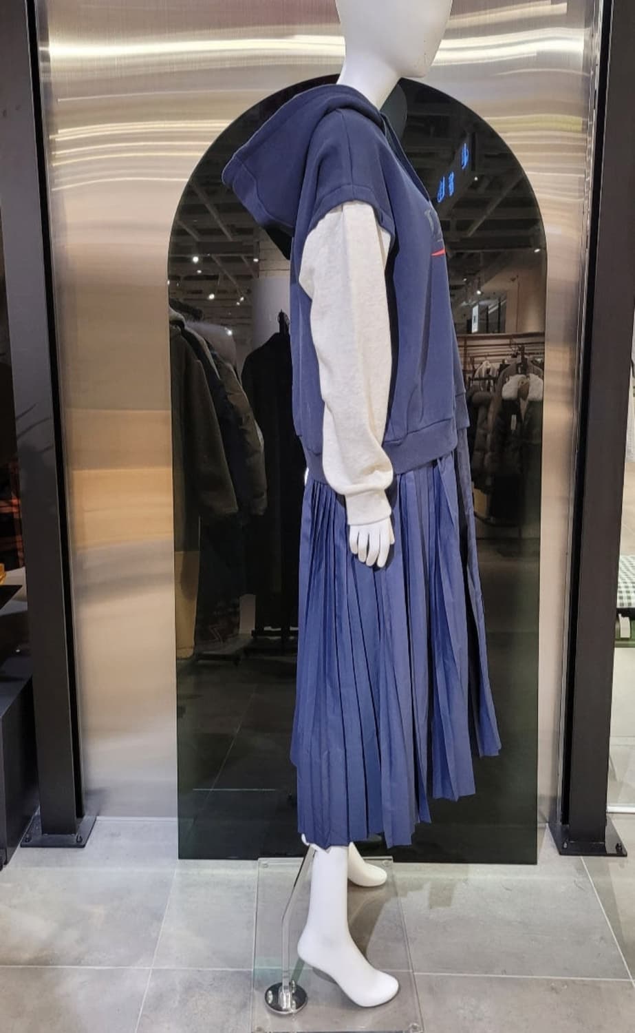 쥬시쥬디 레이어드 후드 져지 플리츠 원피스 66사이즈 상품이미지4