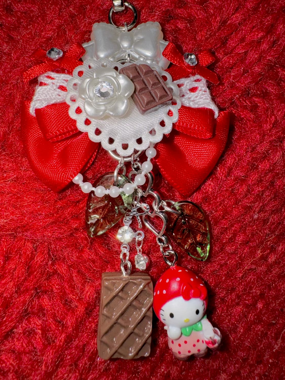 [handmade] 딸기초코 키티키링 🍓🍫 산리오 헬로키티 헤이세이 상품이미지3