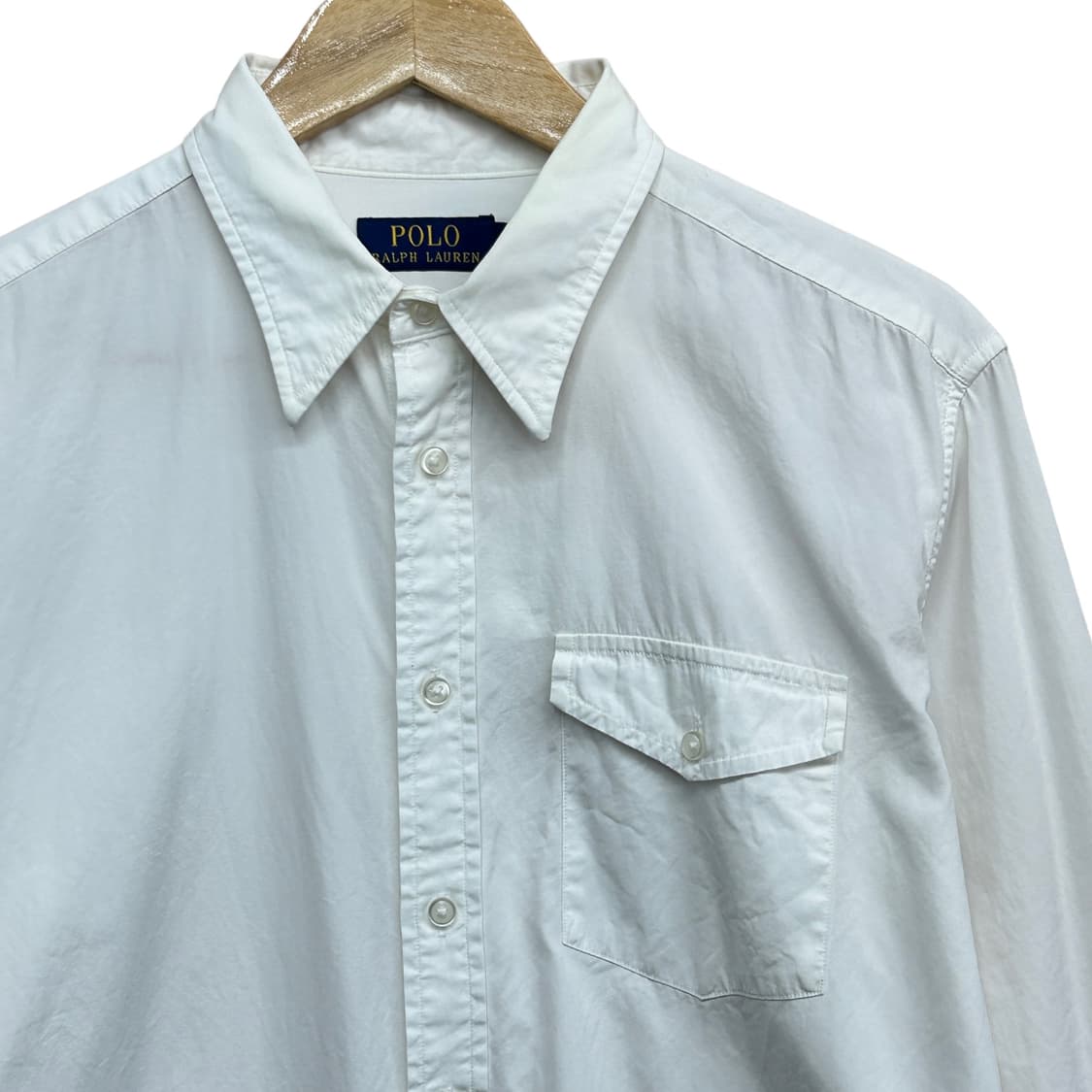 폴로 화이트 포켓 롱 셔츠 L 상품이미지4