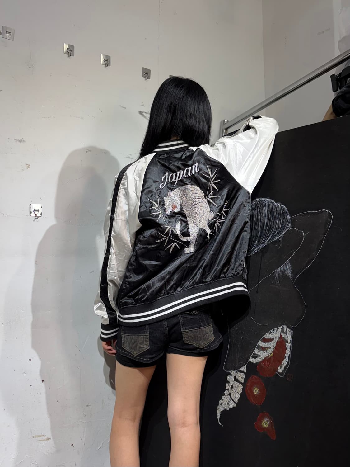 JPN 백호 오리엔탈 자수 스카잔 일본 빈티지 수니베어 스카쟌 M 상품이미지4