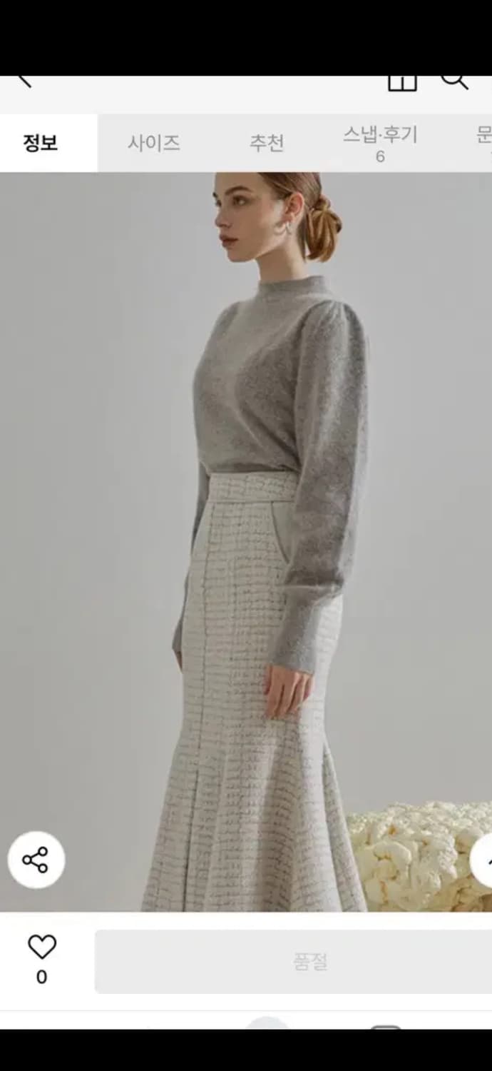 에트몽 퍼프 슬리브 니트 라쿤털니트 그레이니트 상품이미지5