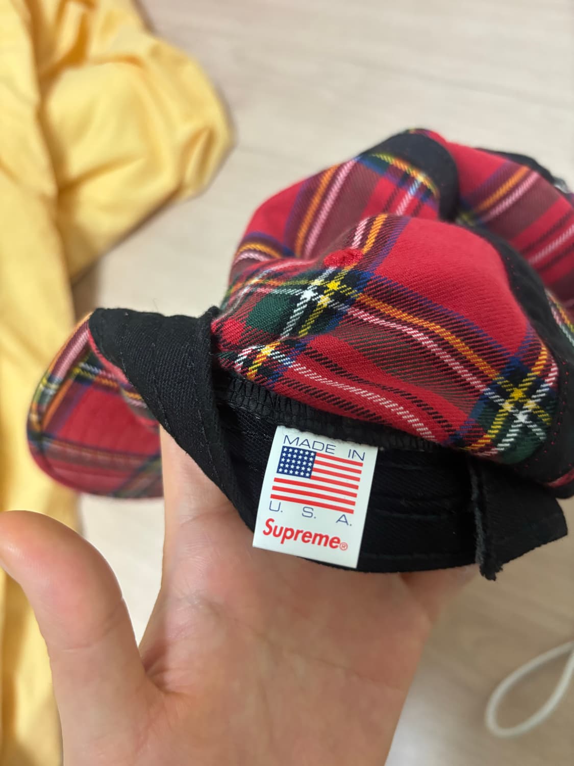 20FW 슈프림 타탄체크 캡 레드 상품이미지4