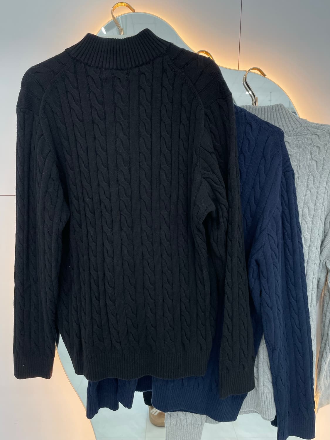 [새상품] 쿼터 남성 꽈배기 반집업 상품이미지2