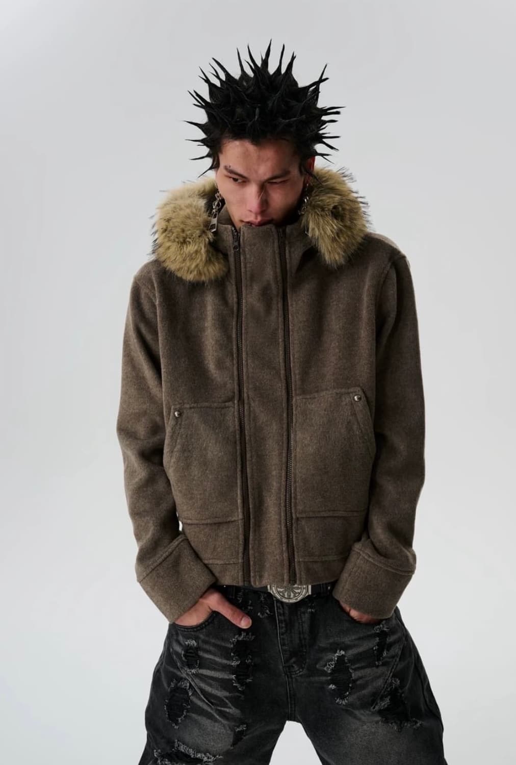 Detachable Fur Fleece Hoodie 퍼 후드집업 상품이미지3