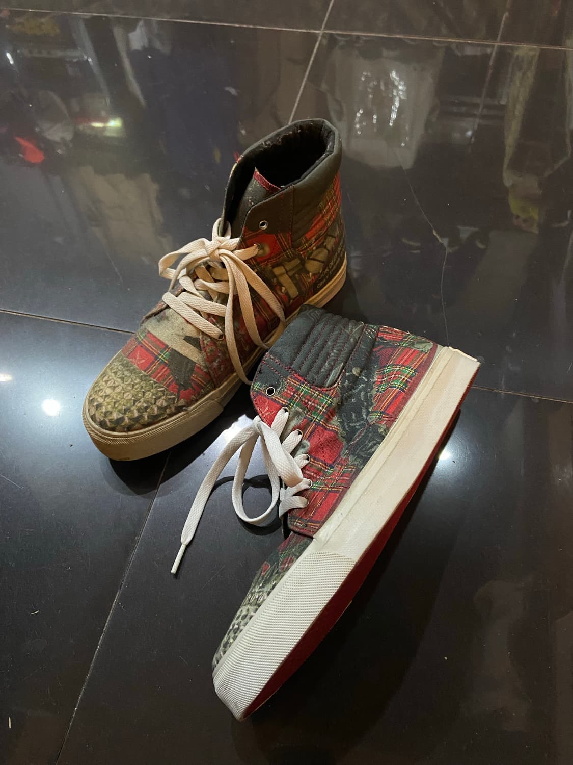 00~10s Roen 로엔 메탈 스터드 체크 패턴 하이탑 상품이미지2