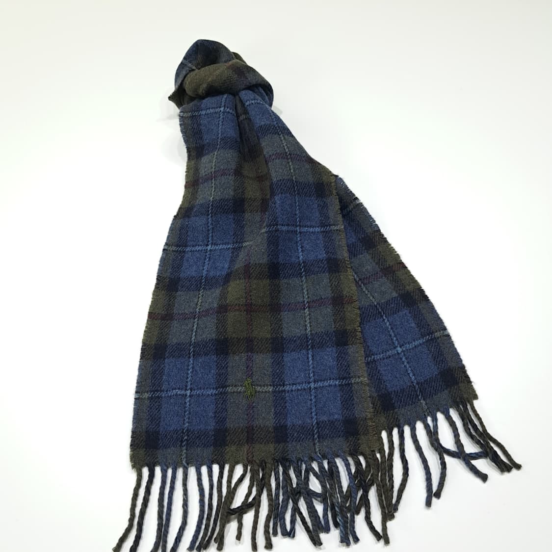 MX331 폴로 랄프로렌 타탄체크 그레이 양면 버진울 목도리 머플러 상품이미지2