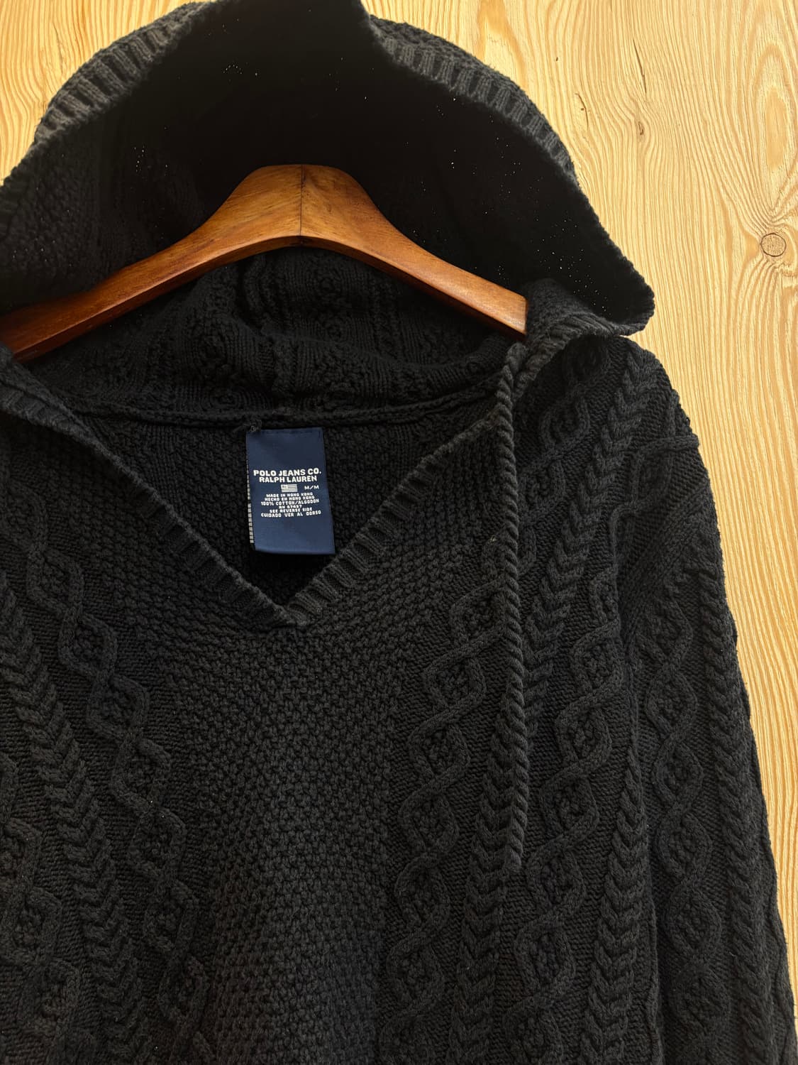 폴로 랄프로렌 진스 브이넥 케이블 니트 후드 상품이미지2