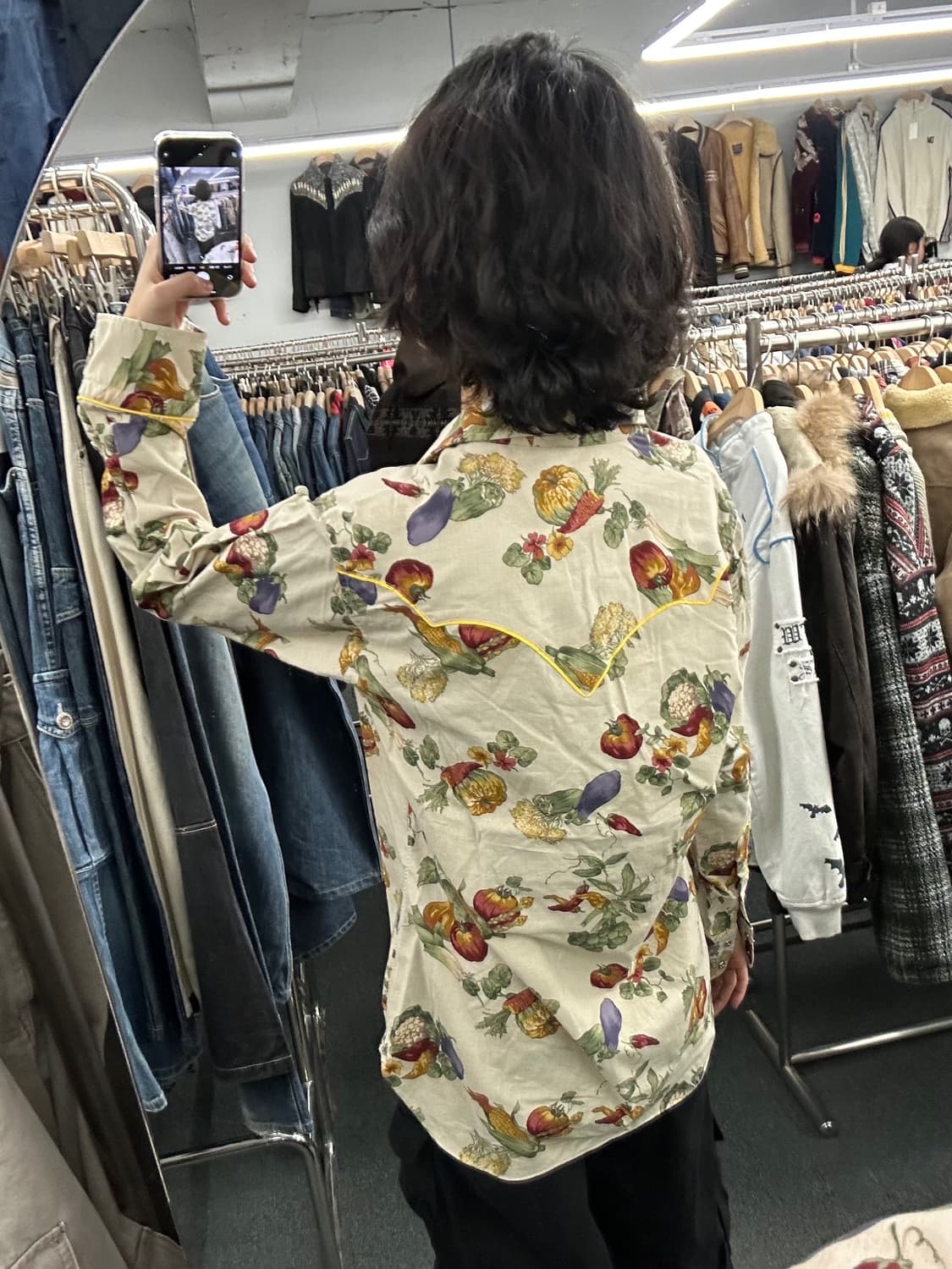 OS)빈티지 웨스턴 베지터블 패턴 셔츠 상품이미지2