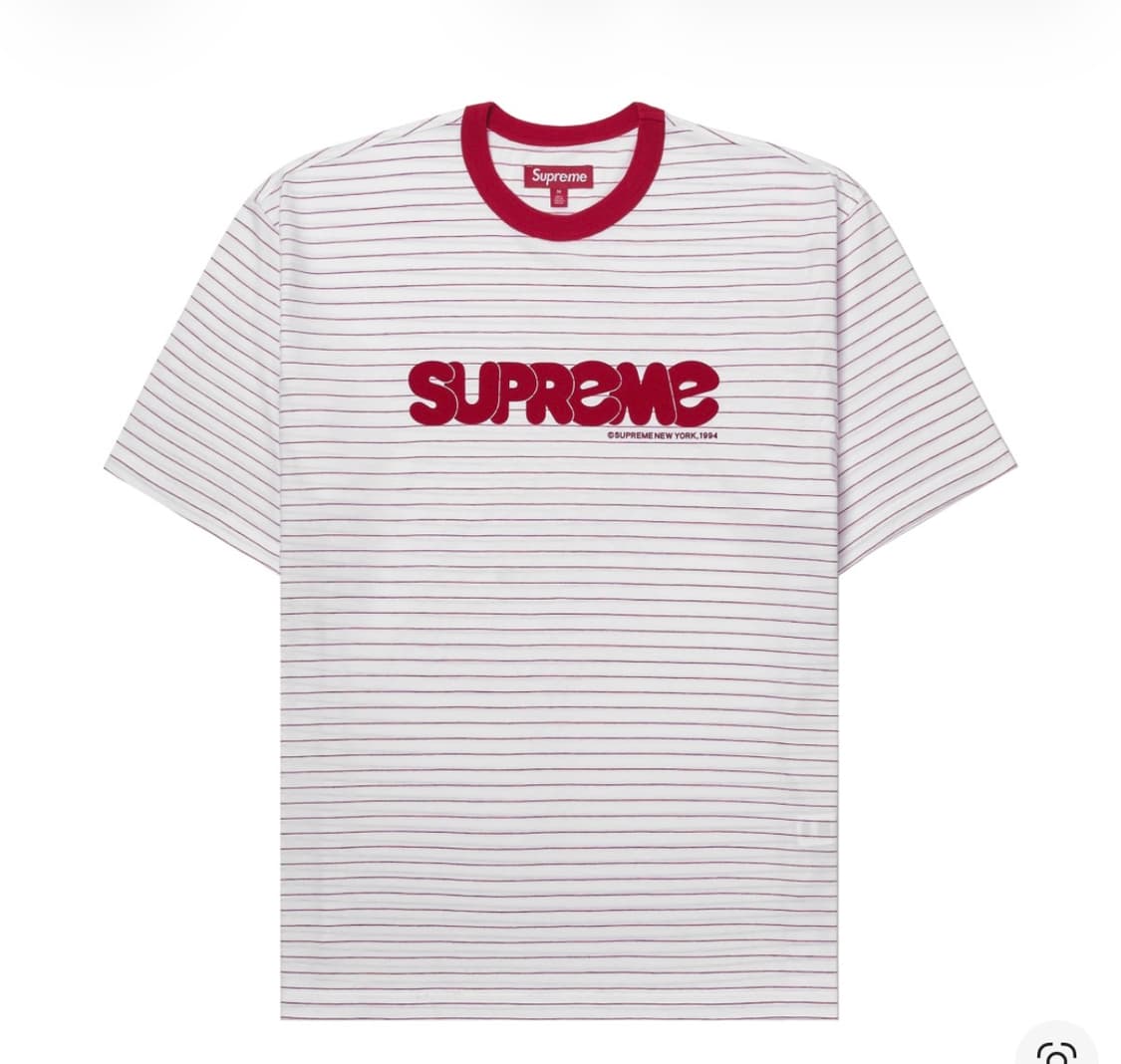 새제품) L사이즈 슈프림 버블 스트라이프 티셔츠 화이트  상품이미지1