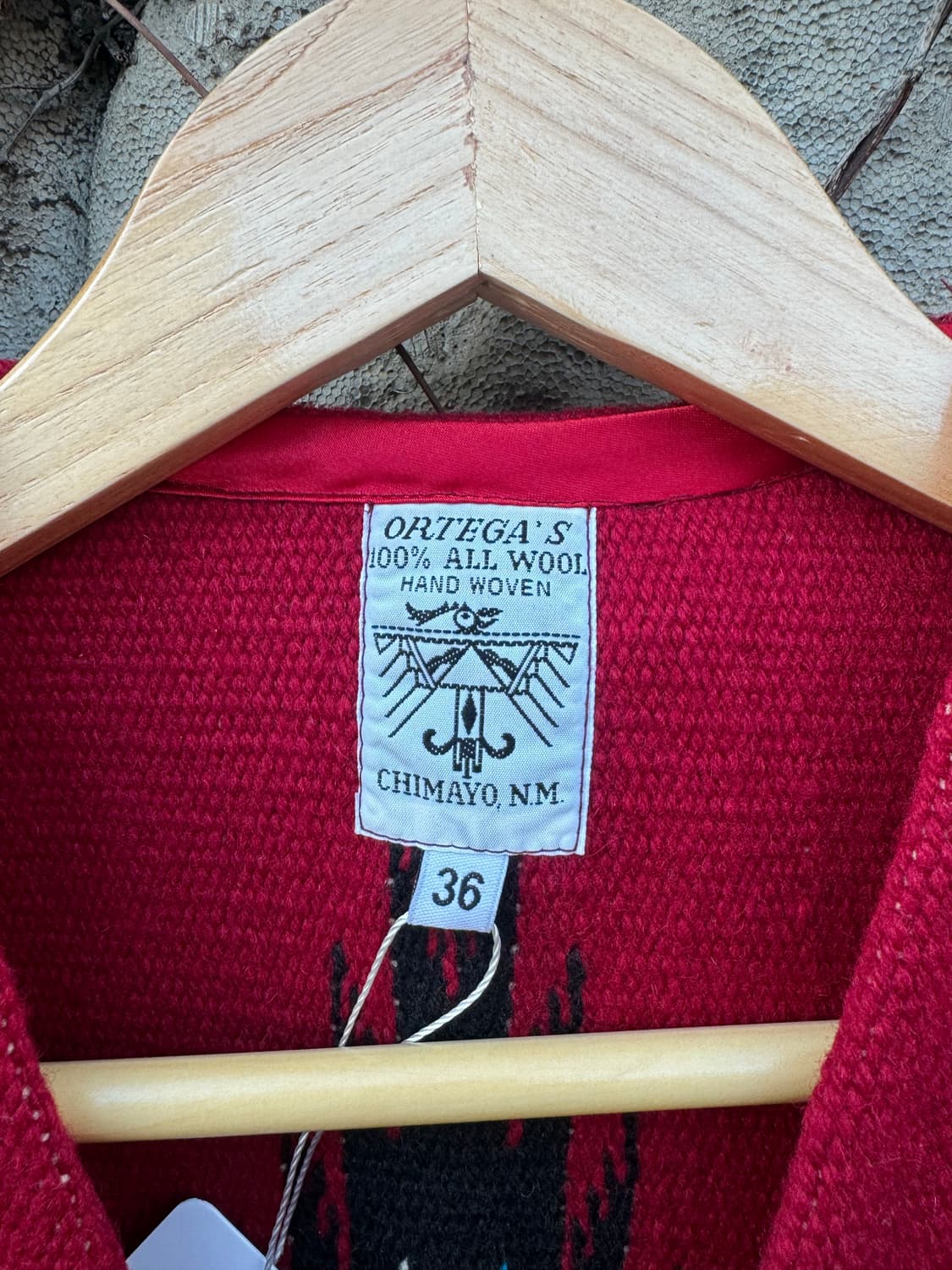 오르테가 핸드 우븐 울 네이티브 무늬 웨스턴 치마요 베스트 조끼 레드 상품이미지8