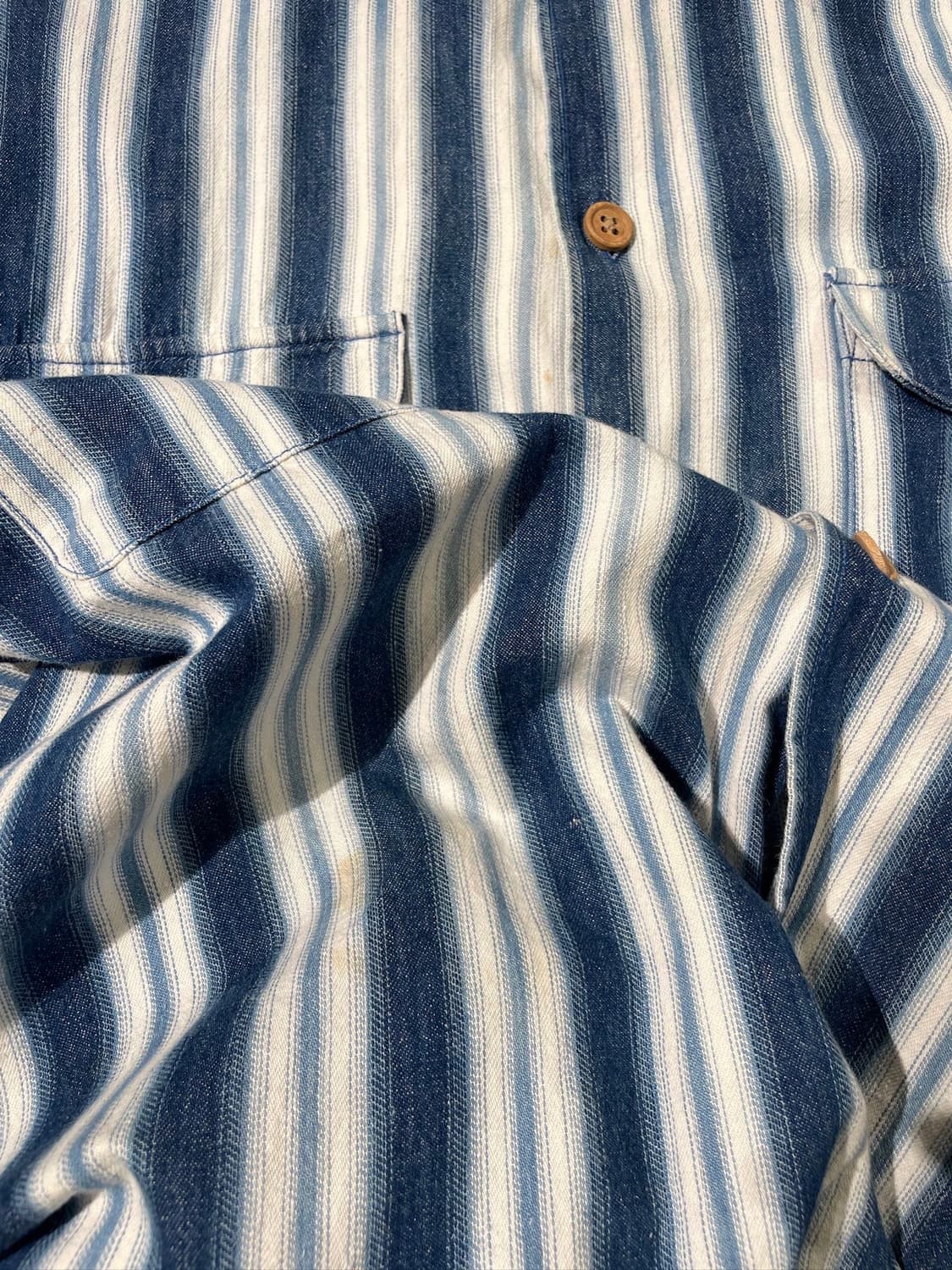 재패니즈 빈티지 블루 스트라이프 트윈 포켓 셔츠 상품이미지9