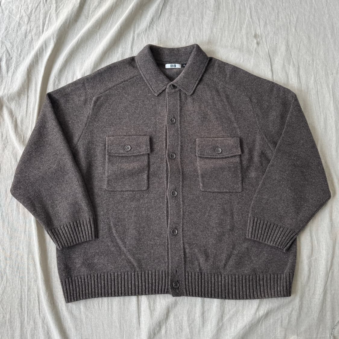 유니클로U 커피브라운 램스울 니트 자켓 4XL 상품이미지1