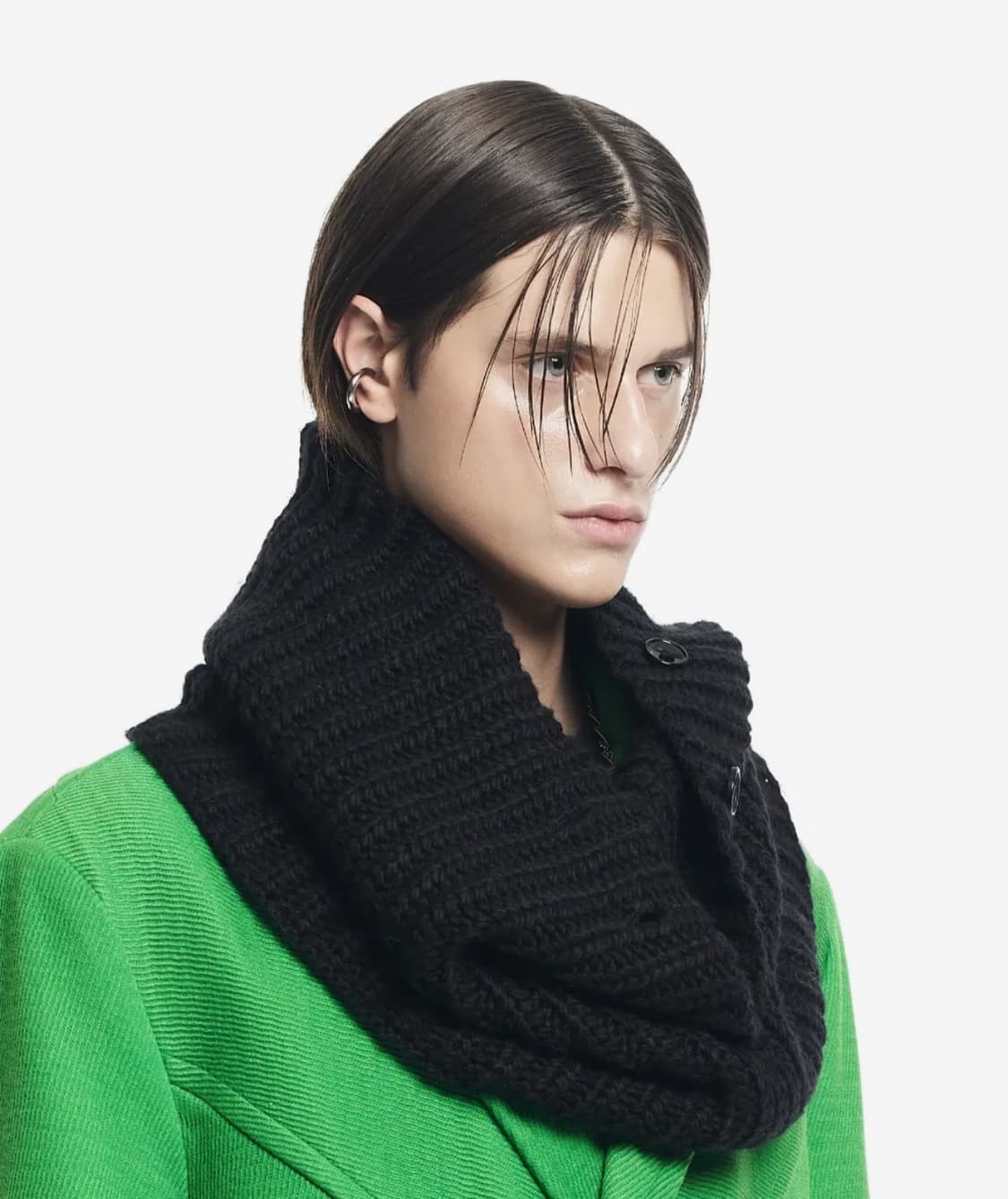 메종미네드 핸드 메이드 버튼 알파카 워머 블랙 상품이미지2