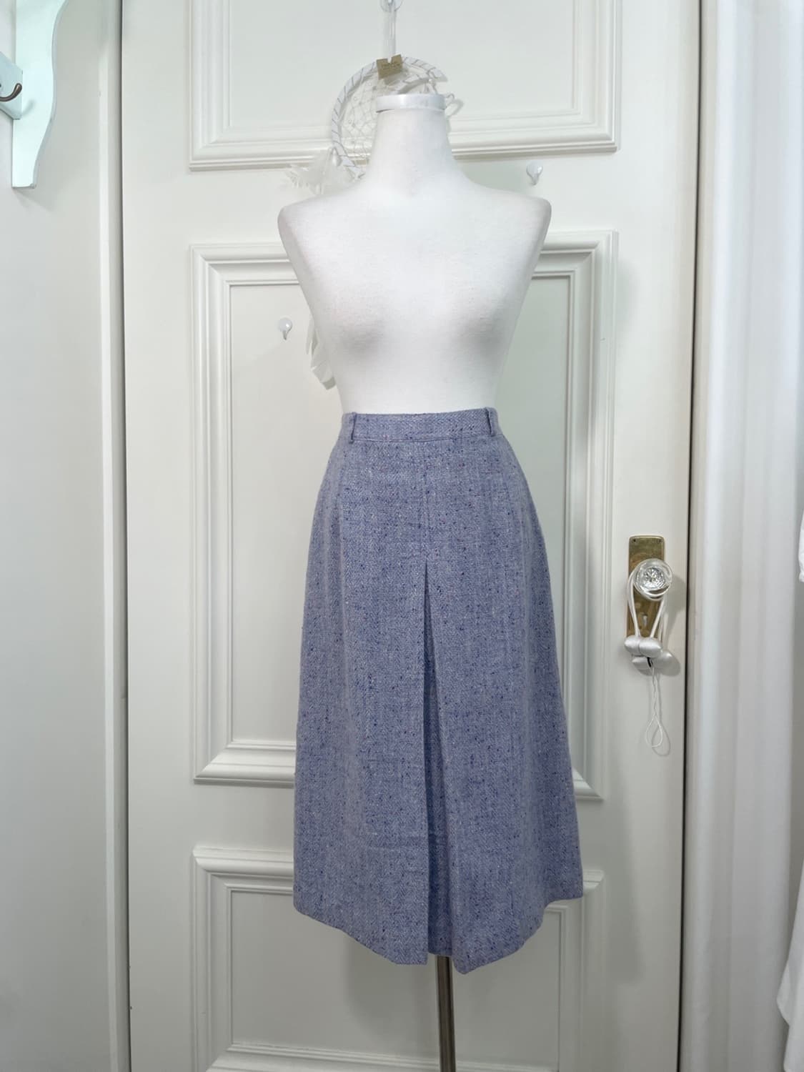 blueberry tweed wool pleats skirt 상품이미지1