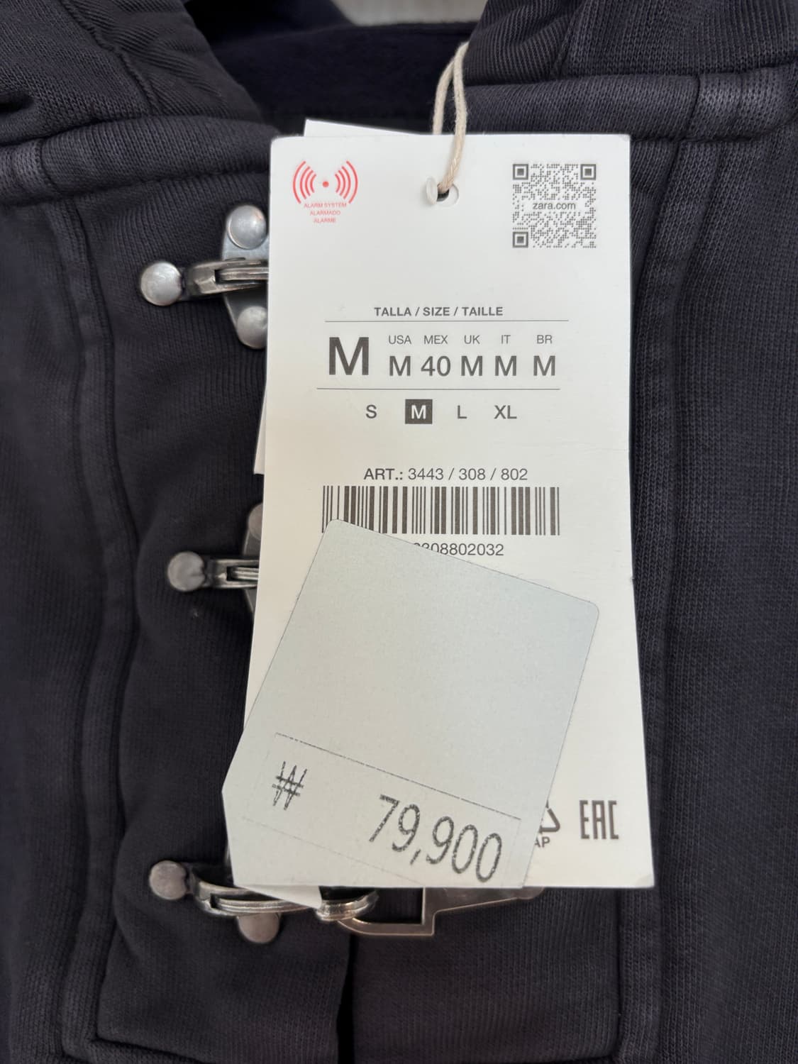 새상품) M 자라 메탈 토글 크롭 후드티 상품이미지5