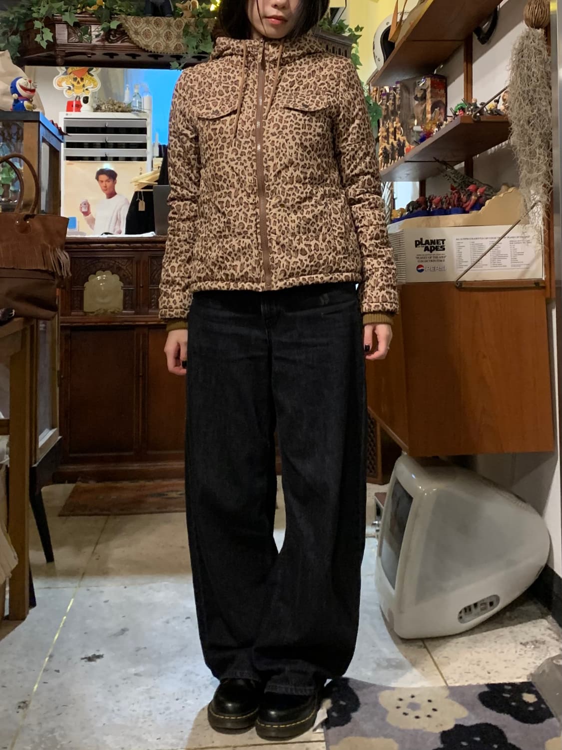 레이빔즈 레오파드 후드 경량패딩 상품이미지2