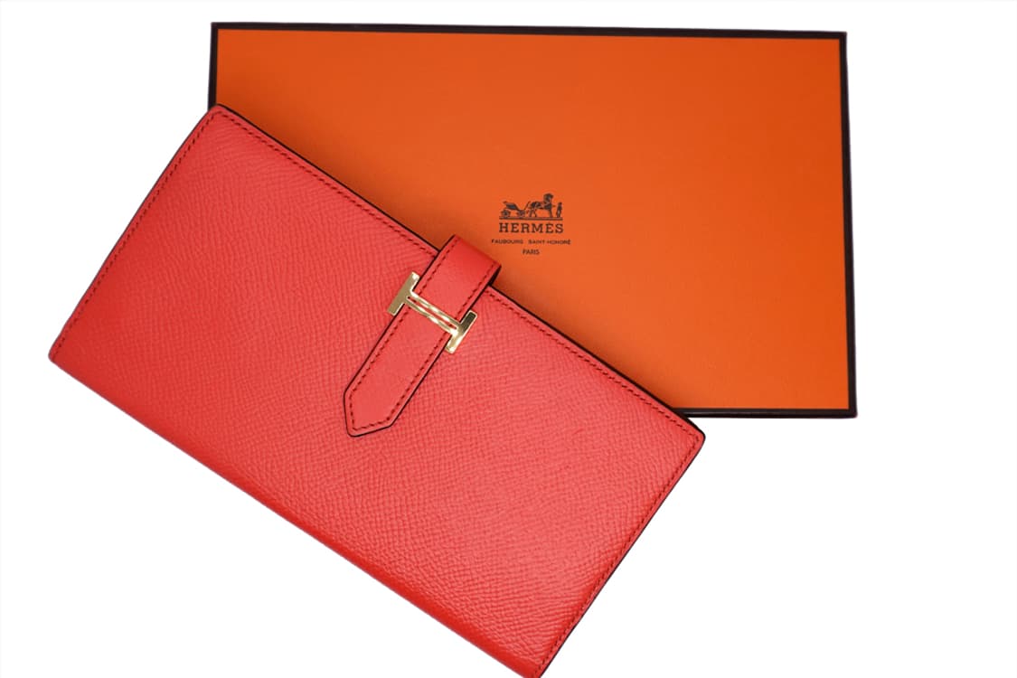 에르메스 베안 소플렛 레드오렌지 앱송 금장 남녀공용 엡송 장지갑 상품이미지10
