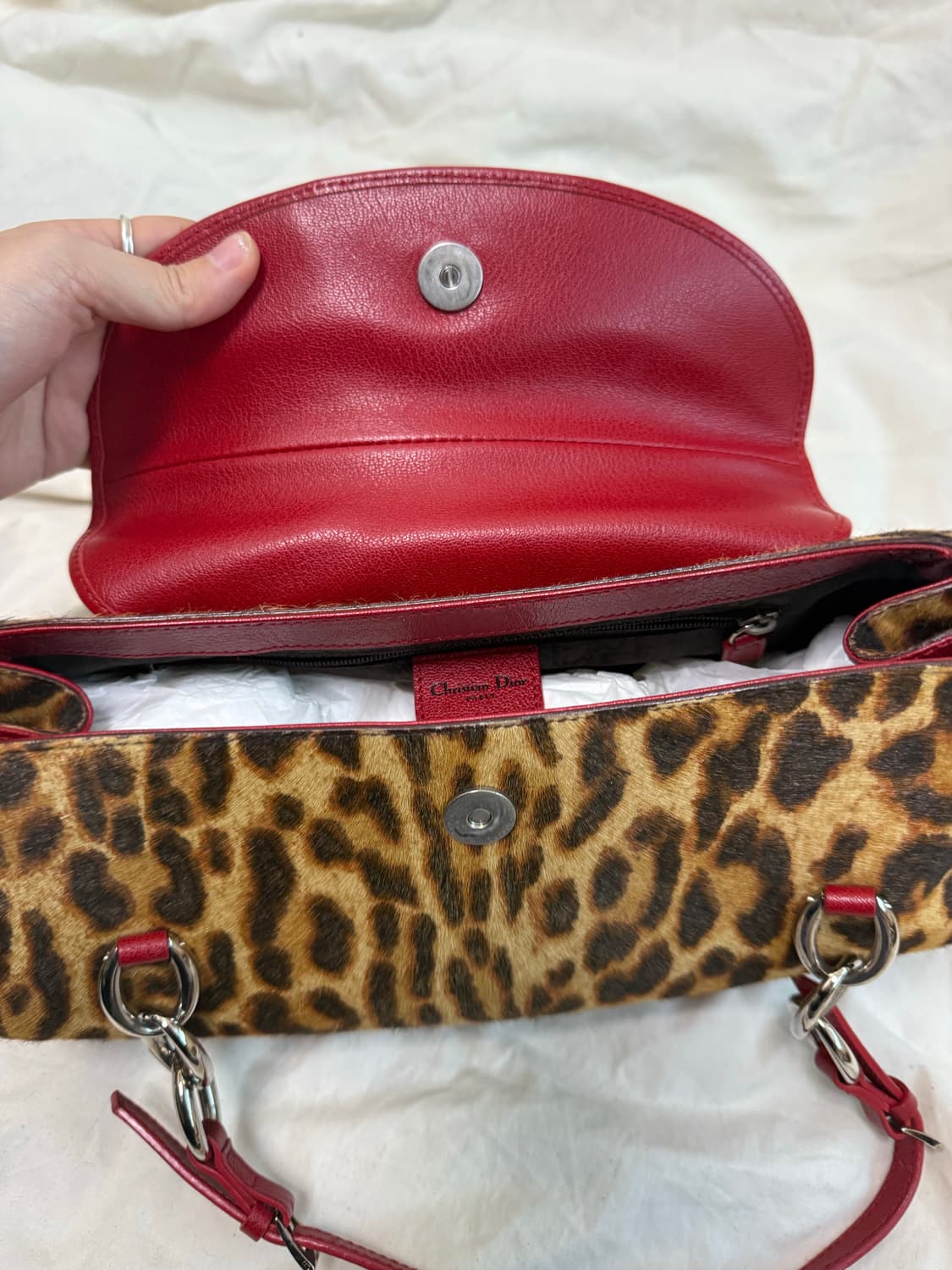 Rare] 디올 정품 호피 송치 가방 스칸디백. 갸루 상품이미지6