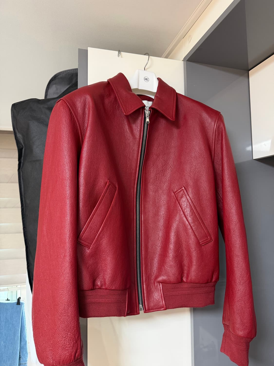 새상품) 렉토 시그니쳐 21벤 빈티지 레더자켓 레드 상품이미지1