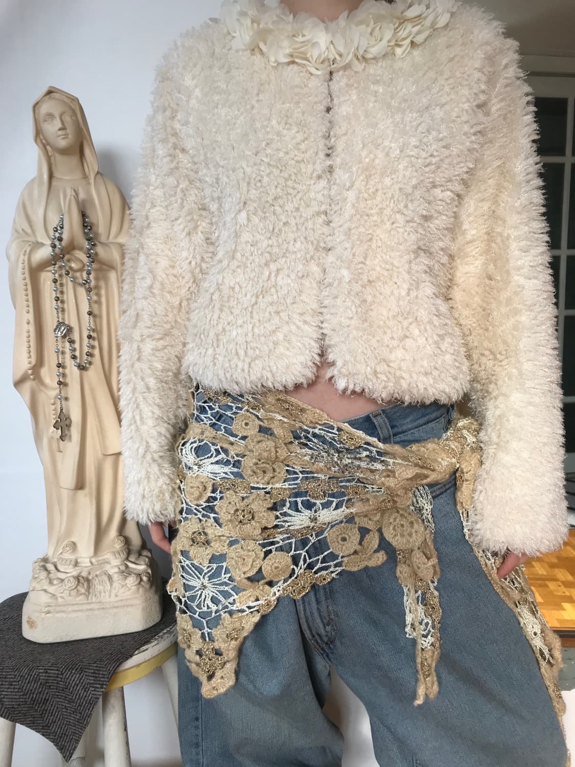  vintage flower fur cardigan 상품이미지2
