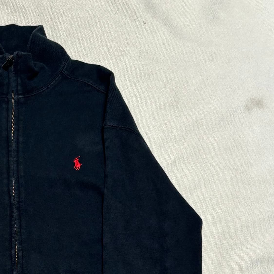 M 폴로랄프로렌 레드 포니 코튼 블랙 니트 집업 상품이미지1