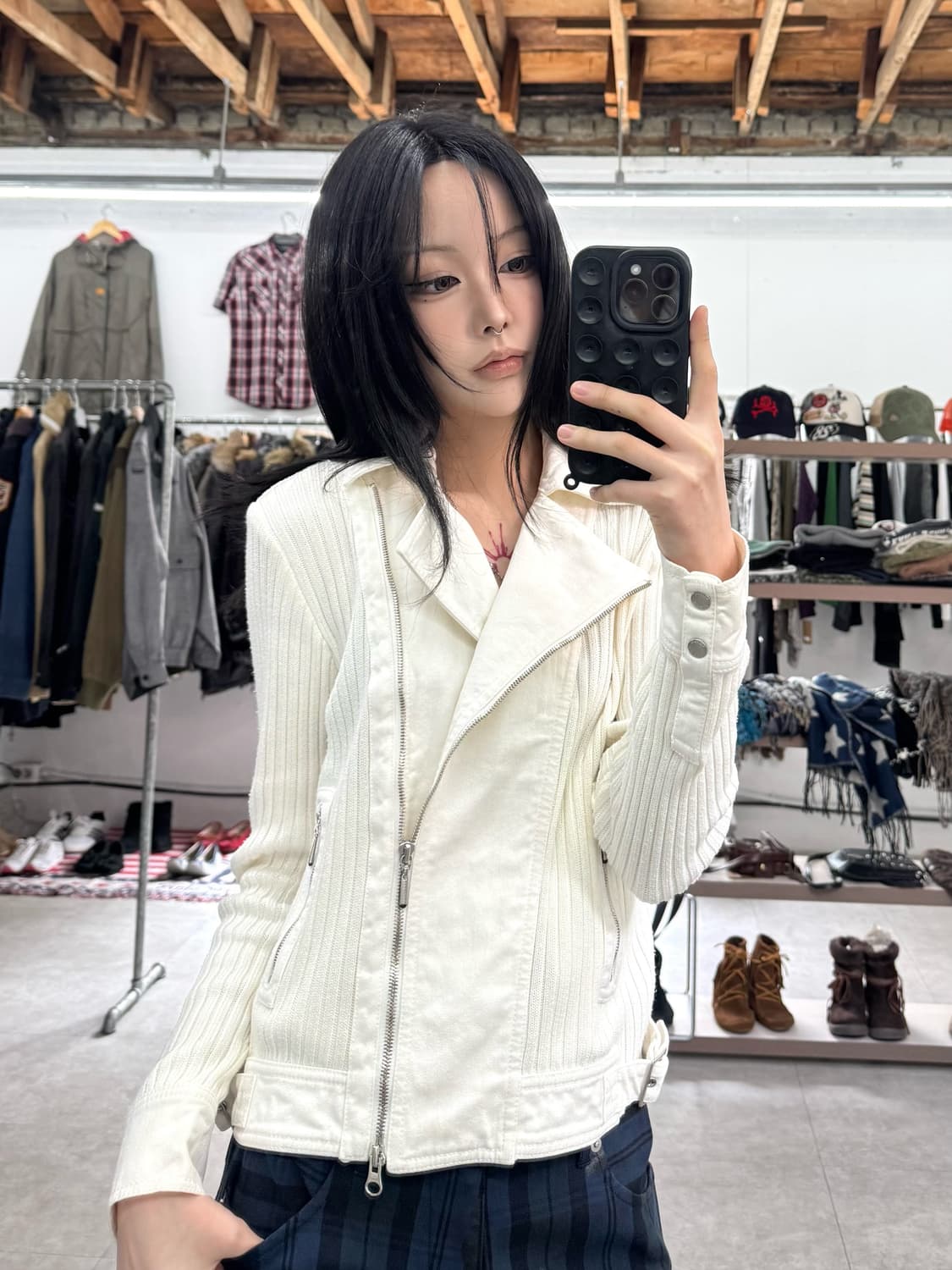 Evex 비대칭 투웨이 니트 자켓 상품이미지2