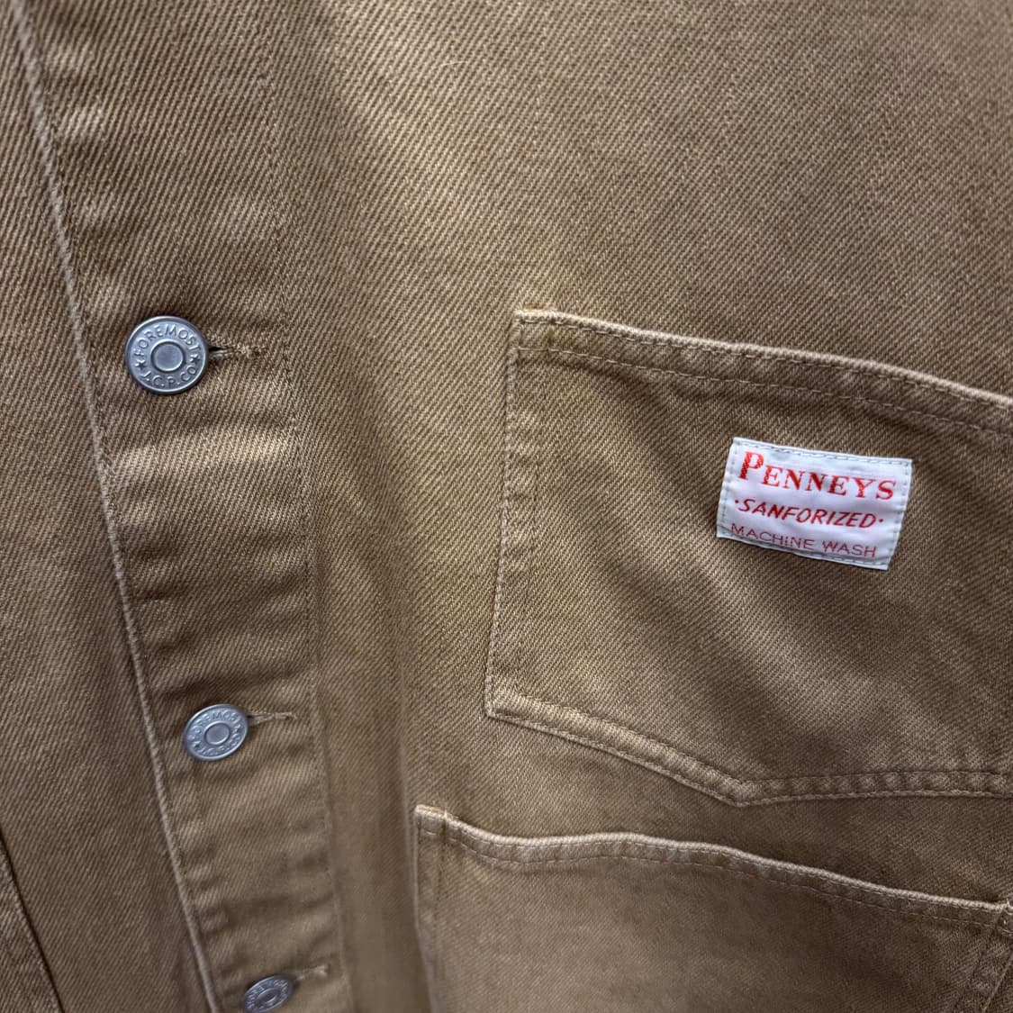 JPN VINTAGE 노카라 코튼 자켓 전면 포켓 로고 포인트 브라운 상품이미지5