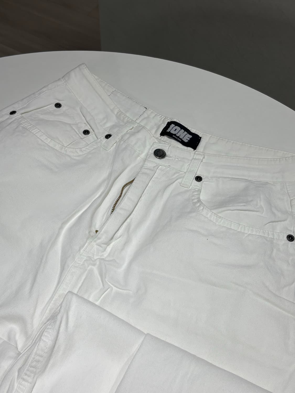 써니데이나이스 데님 와이드 팬츠 M 화이트 상품이미지2