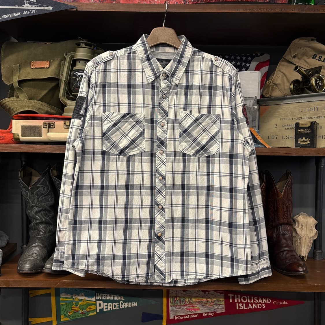 00s 할리데이비슨 시그니처 #1 패치 타탄체크 라이더 셔츠 N455 상품이미지1